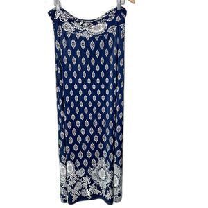 Gilli 2x Maxi Skirt Navy White Boho Print Coastal